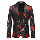 Men Party Floral Jacket Floral Tuxedo Notched Lapel Slim Fit Blazer - AwwwCos