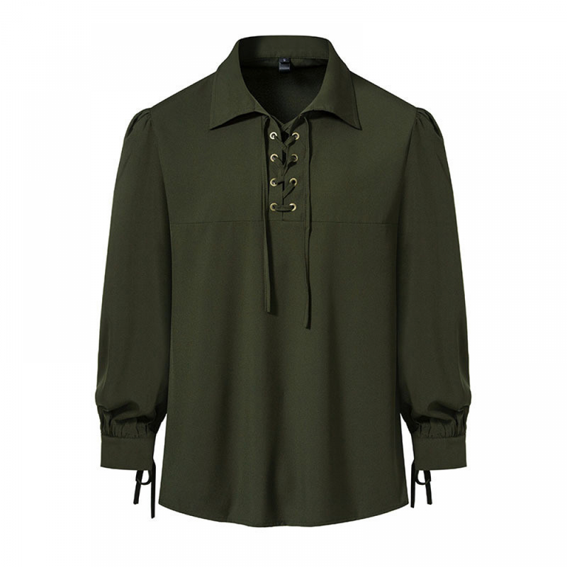 Men Pirate Vampire Renaissance Shirts Victorian Medieval Cotton Linen Blouse - AwwwCos