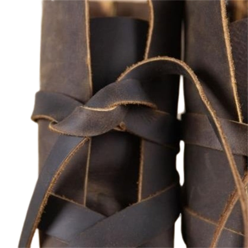 Men Renaissance Cosplay Boots Lace Up Vintage Viking Pirate Tied Shoes