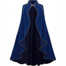 Men Renaissance Cosplay Velvet Gold Trim Cloak Medieval Court Cape - AwwwCos