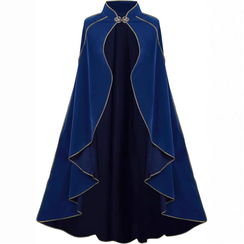 Men Renaissance Cosplay Velvet Gold Trim Cloak Medieval Court Cape - AwwwCos