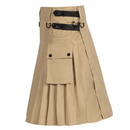 Men Scottish Tartan Sport Utility Skirt Hybrid Pleated Kilt with Cargo Pockets - AwwwCos