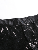 Men Shiny Gray Purple Black Clubwear Sequins Slim Performance Flash Shorts - AwwwCos