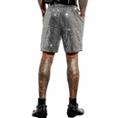 Men Shiny Sequin Gray Straight Shorts Clubwear