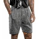 Men Shiny Sequin Gray Straight Shorts Clubwear