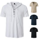 Men Shirt Cotton Blend Hooded Beach Yoga Casual Summer Top