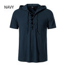 Men Shirt Cotton Blend Hooded Beach Yoga Casual Summer Top