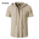 Men Shirt Cotton Blend Hooded Beach Yoga Casual Summer Top