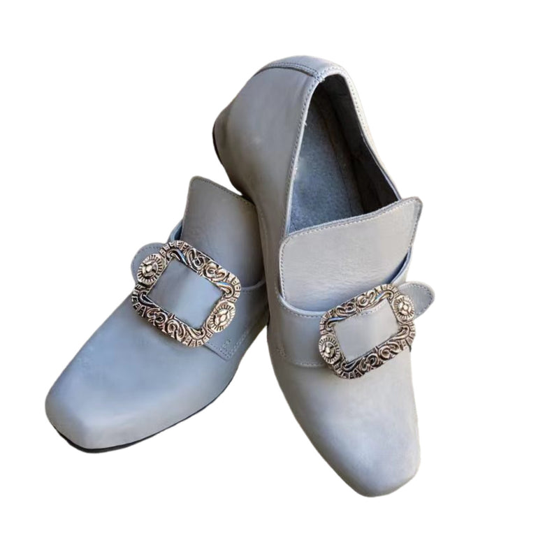 Men Shoes Loafers Shoes with Metal Square Buckle Embellishment