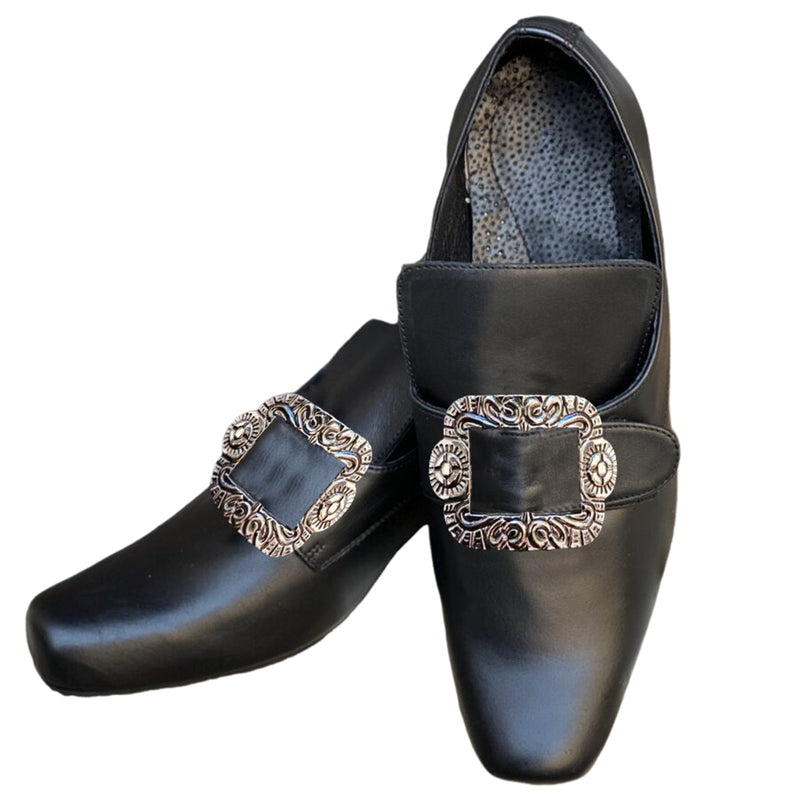 Men Shoes Loafers Shoes with Metal Square Buckle Embellishment