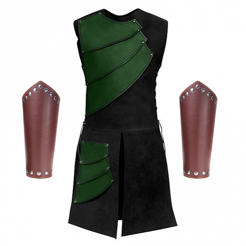Men Side laces up Knight Bracer Viking Pirate Waistcoat Armor Vest