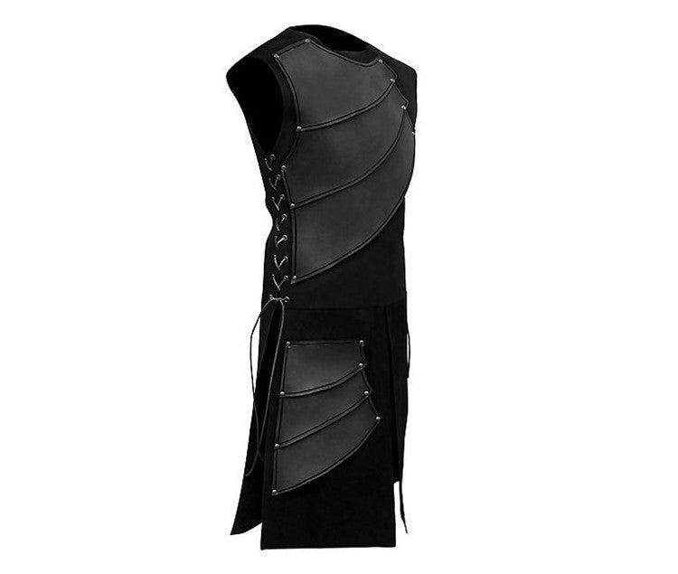 Men Side laces up Knight Bracer Viking Pirate Waistcoat Armor Vest