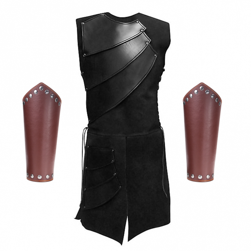 Men Side laces up Knight Bracer Viking Pirate Waistcoat Armor Vest