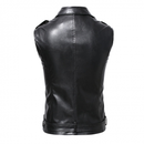 Men Slim Fit Motorcycle Leather Fashion Lapel Biker Zipper Up Outwear Vest - AwwwCos