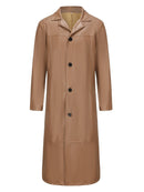 Men Solid Color Trench Coat Classic Long Windbreaker Steampunk Overcoat - AwwwCos