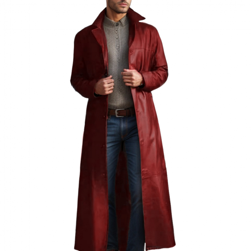 Men Solid Color Trench Coat Classic Long Windbreaker Steampunk Overcoat - AwwwCos