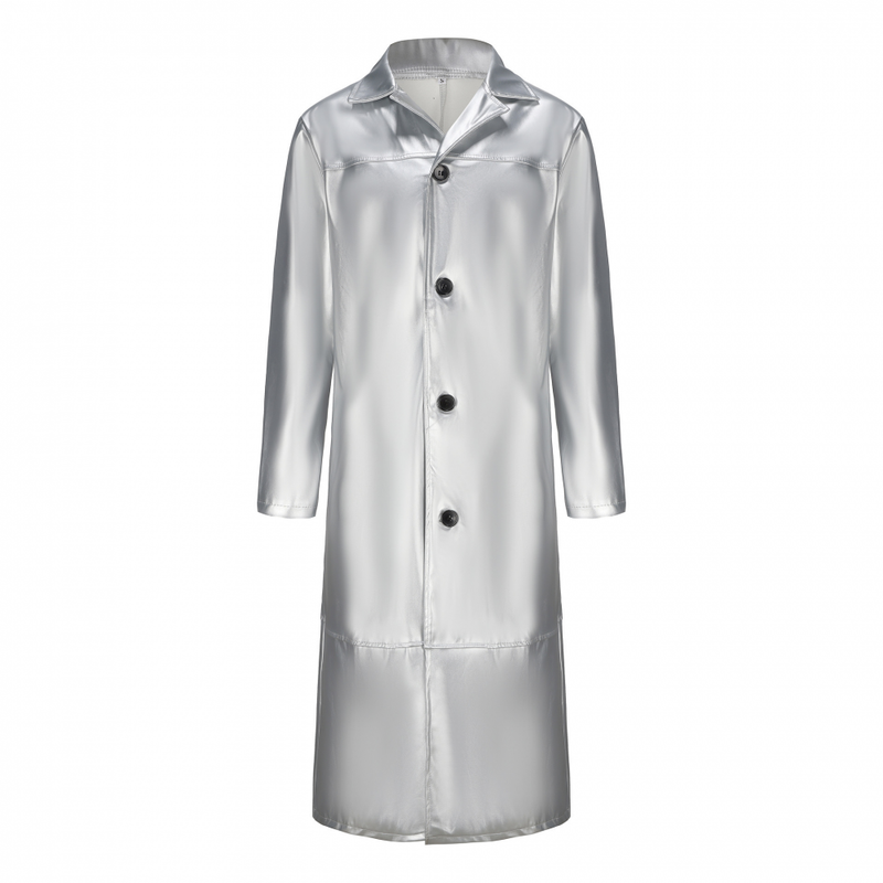 Men Solid Color Trench Coat Classic Long Windbreaker Steampunk Overcoat - AwwwCos