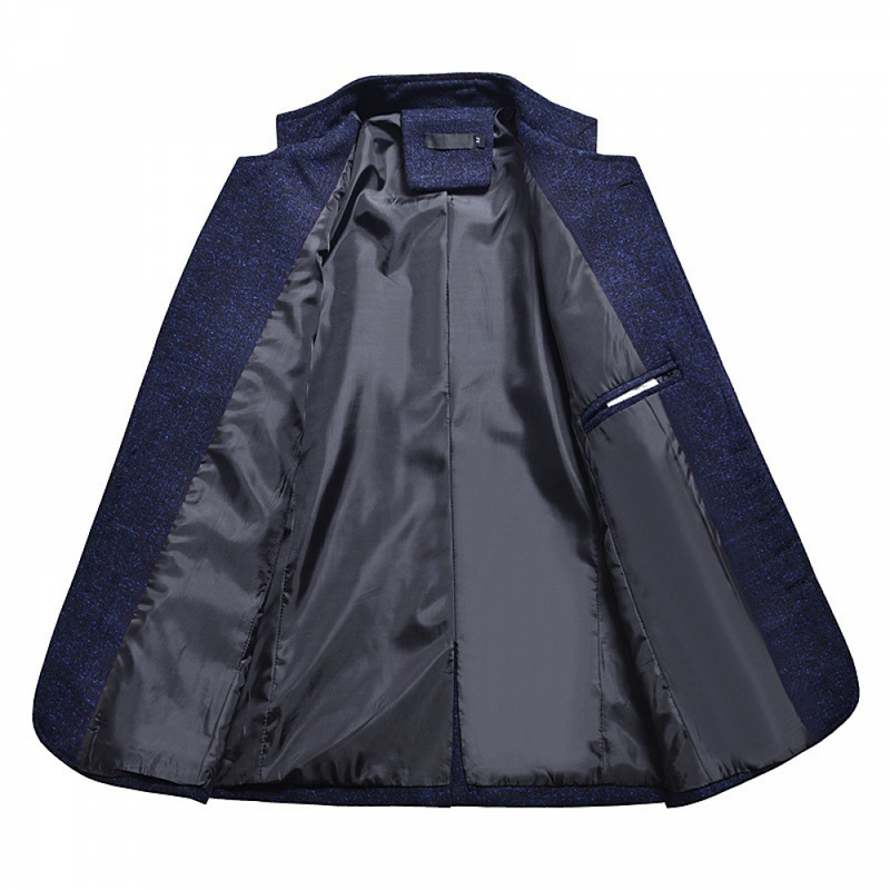 Men Solid Slim Fit Chinese Traditional Mandarin Collar Formal Suit Jacket