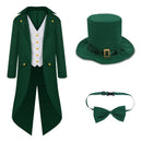 Men St. COS Patrick's Pirate Cosplay Costume Fake Two Pieces Retro Punk Tailcoat