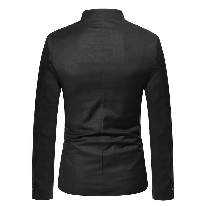 Men Stand Collar Business Coat Casual Single Breasted Blazer Jacket