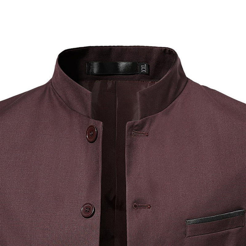 Men Stand Collar Business Coat Casual Single Breasted Blazer Jacket
