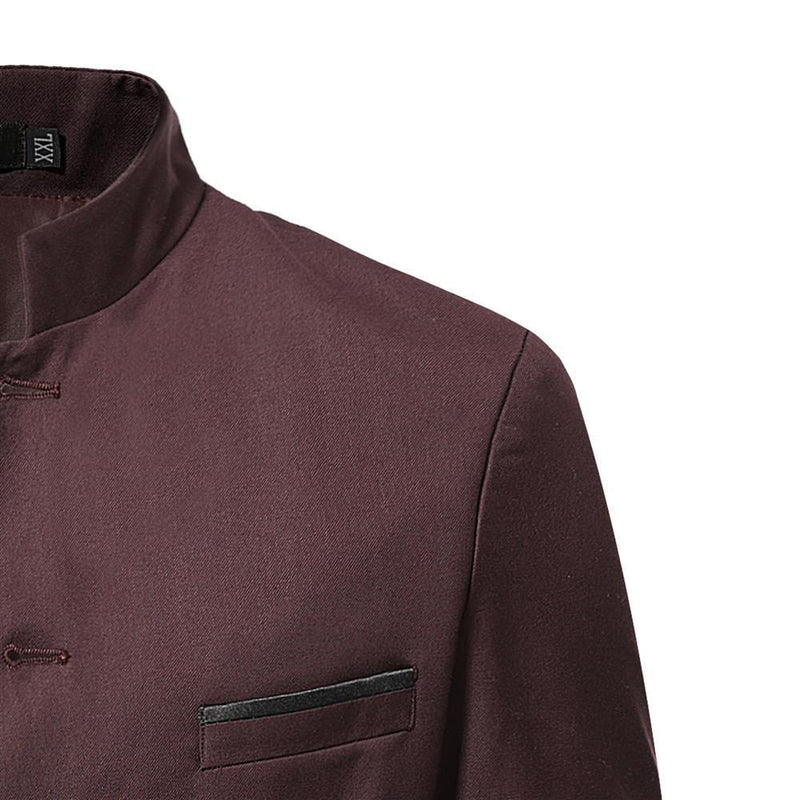 Men Stand Collar Business Coat Casual Single Breasted Blazer Jacket