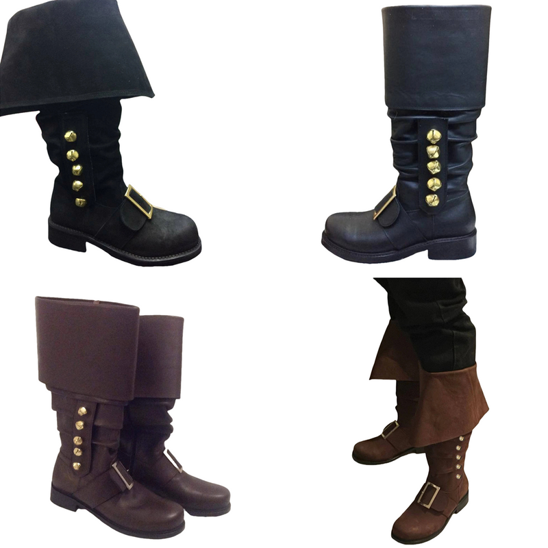 Men Steampunk Boots High Tube Pirate Cosplay Shoes Accessories