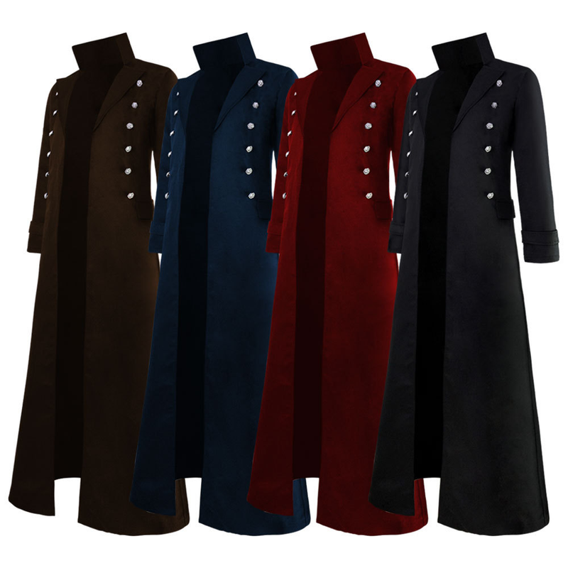 Men Steampunk Gothic Tailcoat Victorian Stage Frock Uniform Coat Costume