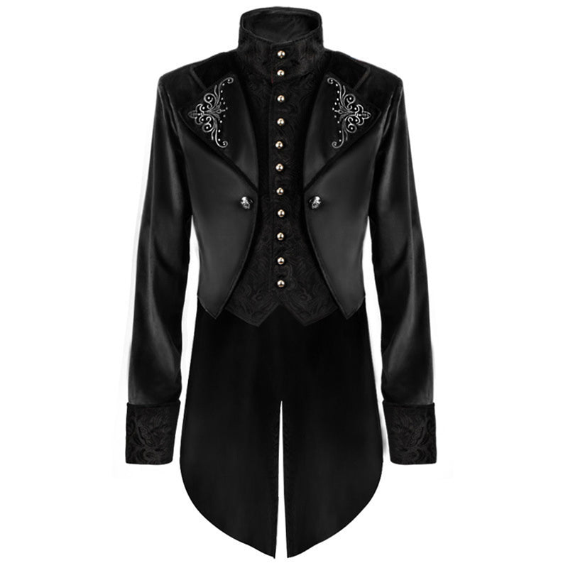 Men Steampunk Jacket Victorian Literature High Collar Retro Gothic Tuxedo