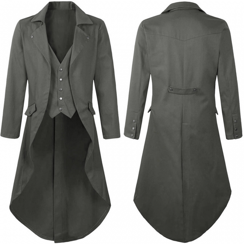 Men Steampunk Jacket Vintage Victorian Cosplay Long Frock Tailcoat