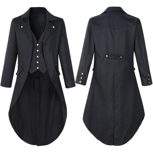Men Steampunk Jacket Vintage Victorian Cosplay Long Frock Tailcoat