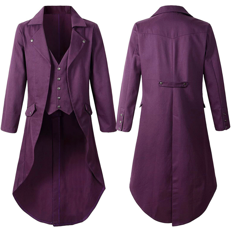 Men Steampunk Jacket Vintage Victorian Cosplay Long Frock Tailcoat