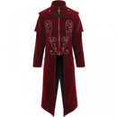 Men Steampunk Tailcoat Cross Zipper Renaissance Gothic Velvet Trench - AwwwCos