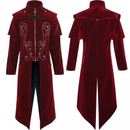 Men Steampunk Tailcoat Cross Zipper Renaissance Gothic Velvet Trench - AwwwCos