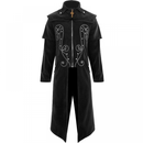 Men Steampunk Tailcoat Cross Zipper Renaissance Gothic Velvet Trench - AwwwCos