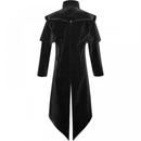 Men Steampunk Tailcoat Cross Zipper Renaissance Gothic Velvet Trench - AwwwCos