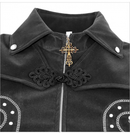 Men Steampunk Tailcoat Cross Zipper Renaissance Gothic Velvet Trench - AwwwCos