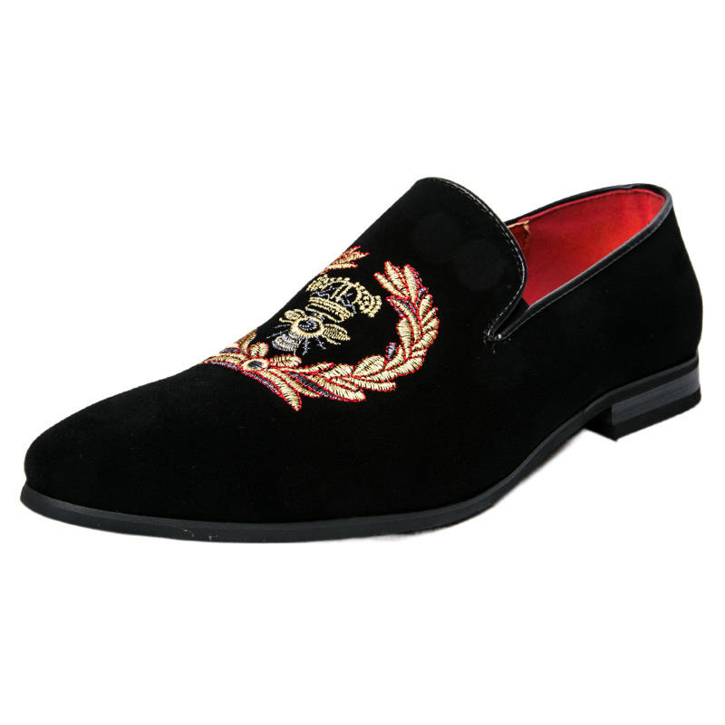 Men Suede Leather Loafers Casual Embroidered Moccasins Shoes - AwwwCos