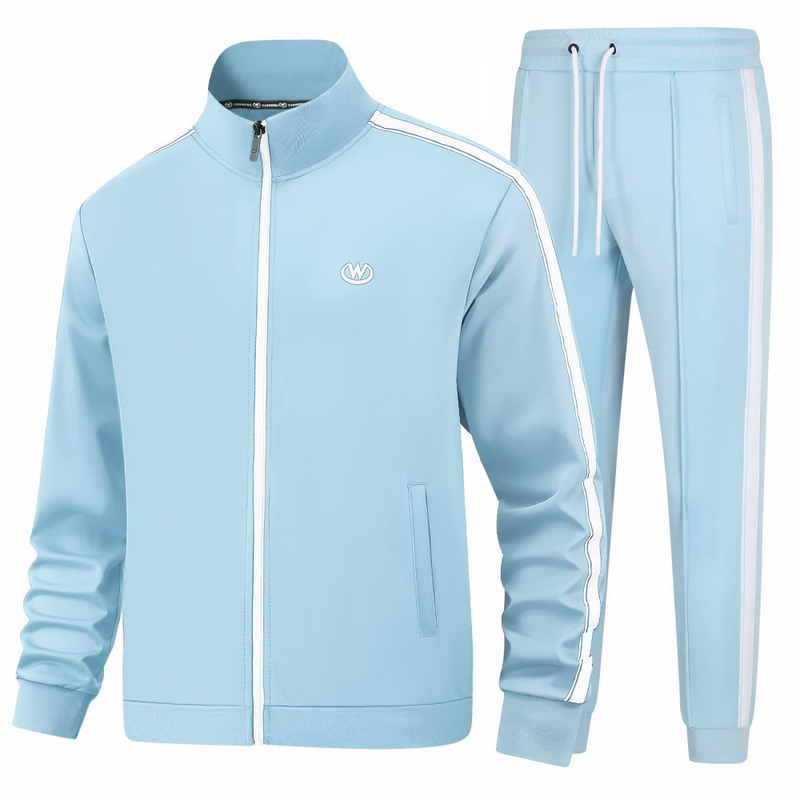Men Track suits Sets Long Sleeve Full-zip Sweatsuit Coat Pants