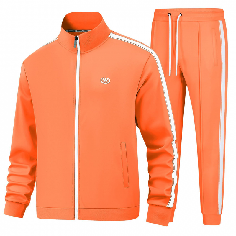 Men Track suits Sets Long Sleeve Full-zip Sweatsuit Coat Pants