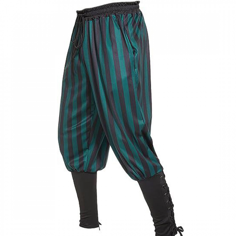 Men Viking Pirate Cosplay Renaissance Medieval Striped Short Pants
