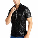 Men Vintage Disco Polo Shirt 70 S Carnival Costume Burning Sequin Blouse - AwwwCos