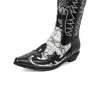 Men Western Cowboy Cosplay Patterned Shoes Embroidered Pointed Boots - AwwwCos