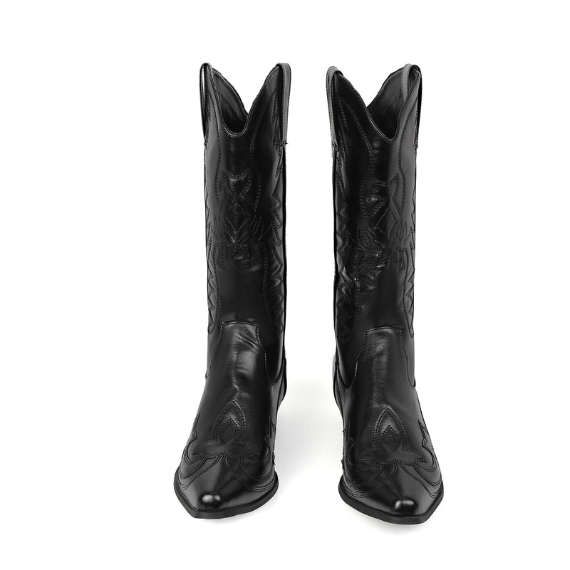 Men Western Cowboy Cosplay Patterned Shoes Embroidered Pointed Boots - AwwwCos