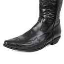 Men Western Cowboy Cosplay Patterned Shoes Embroidered Pointed Boots - AwwwCos