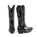 Men Western Cowboy Cosplay Patterned Shoes Embroidered Pointed Boots - AwwwCos