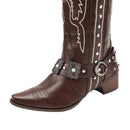 Men Western Cowboy Cosplay Shoes Wide Calf Knee High Embroidered Cowgirl Boots - AwwwCos