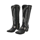 Men Western Cowboy Cosplay Shoes Wide Calf Knee High Embroidered Cowgirl Boots - AwwwCos
