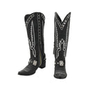 Men Western Cowboy Cosplay Shoes Wide Calf Knee High Embroidered Cowgirl Boots - AwwwCos