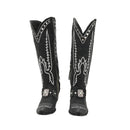 Men Western Cowboy Cosplay Shoes Wide Calf Knee High Embroidered Cowgirl Boots - AwwwCos